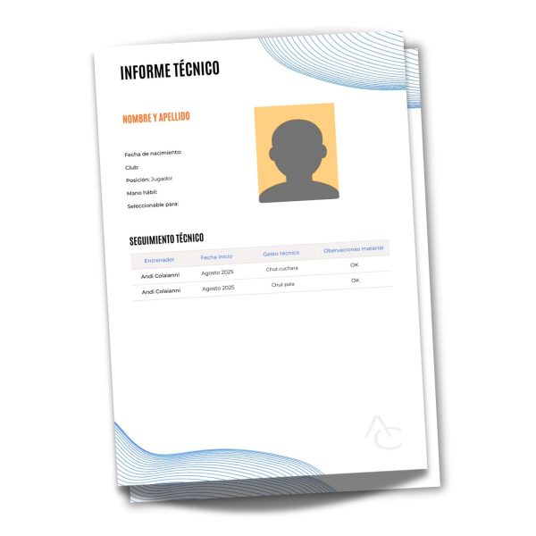 Informe técnico personalizado de entrenamientos de técnica individual de hockey sobre patines